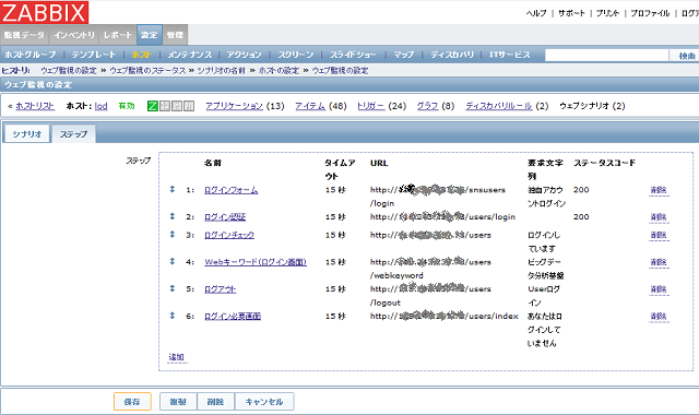 Zabbix Web監視 ステップ一覧 zabbix-step-all